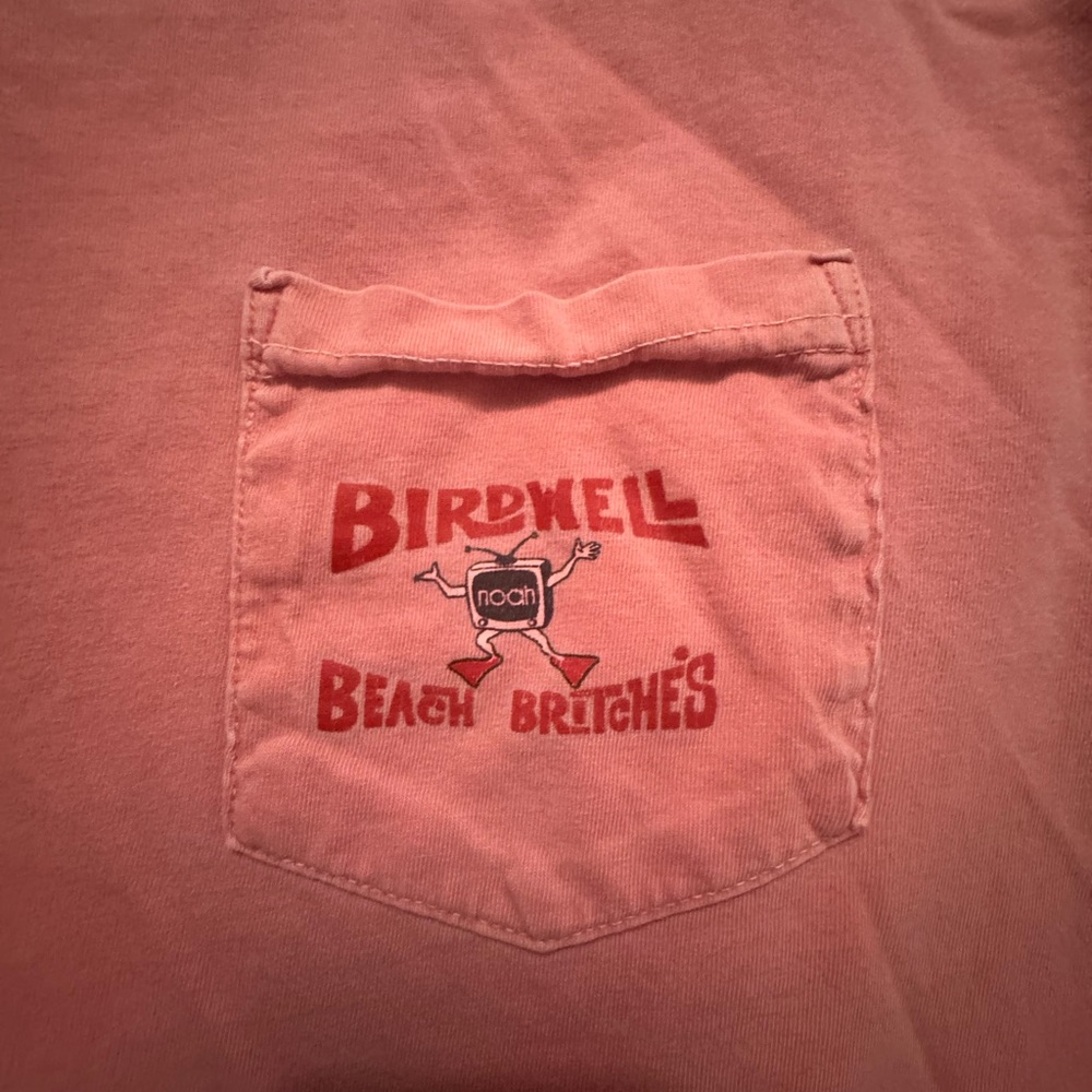 Birdwell Pink Long Sleeve Pocket Tee with Red Logo